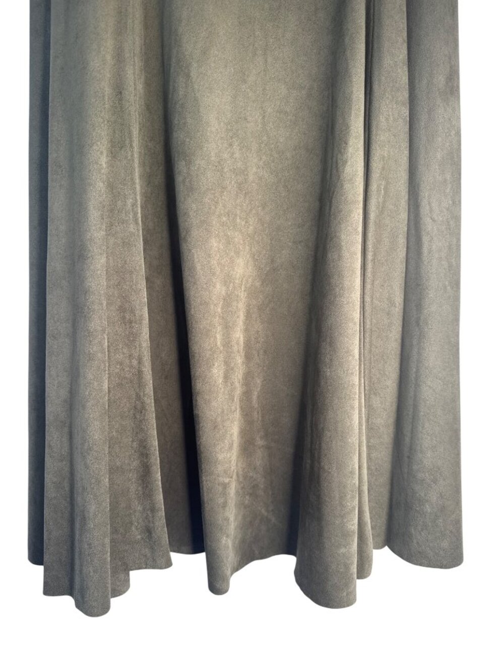 ZARA Olive Green Medium Faux Suede Midi High Waisted Skirt Polyester Blend - Picture 10 of 12
